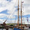 De schoener Norðlýsið in de haven van Tórshavn